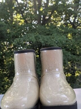 UGG Cream Patent Ankle Booties